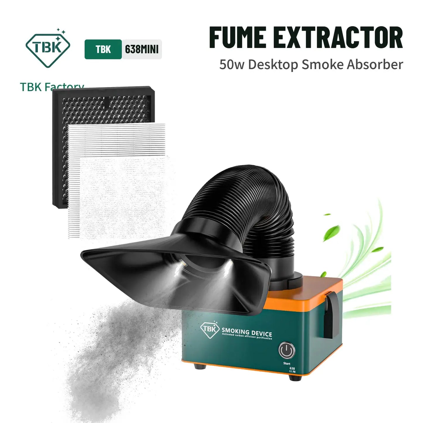 Desktop Fume Extractor | 50W Power | HEPA Filter | Soldering Laser