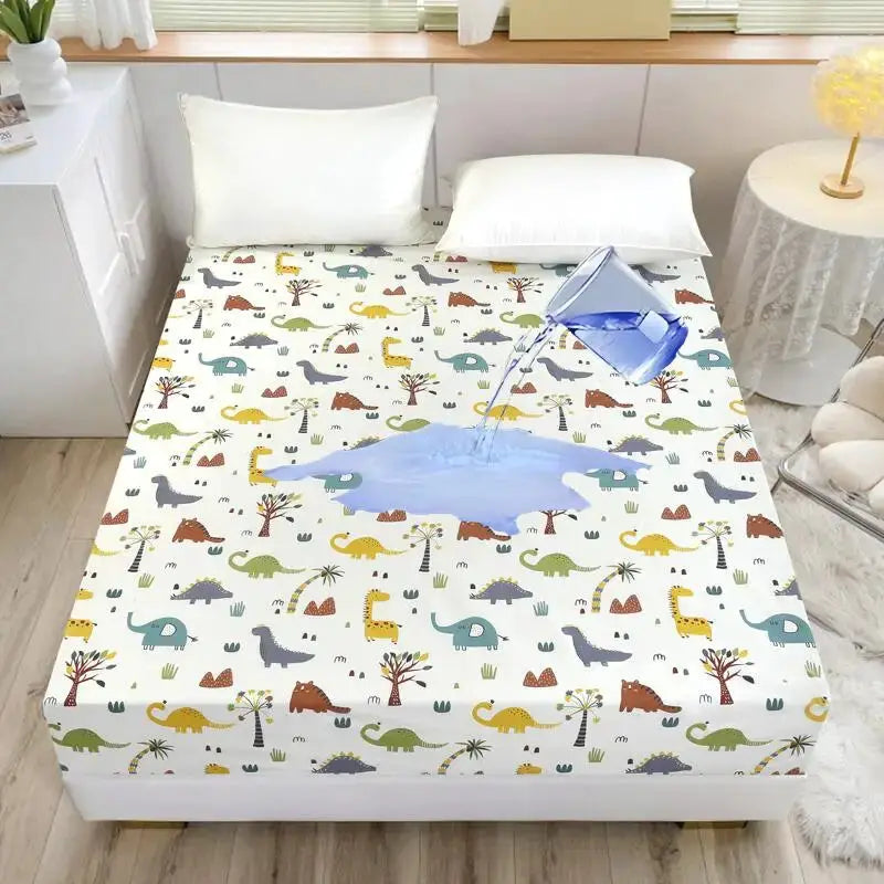 Kuup-Polyester 360° waterproof Cartoon Fitted Sheet Only(no pillowcase) Elastic Band Around Mattress Cover King Size Bed Cover from PriceLows™