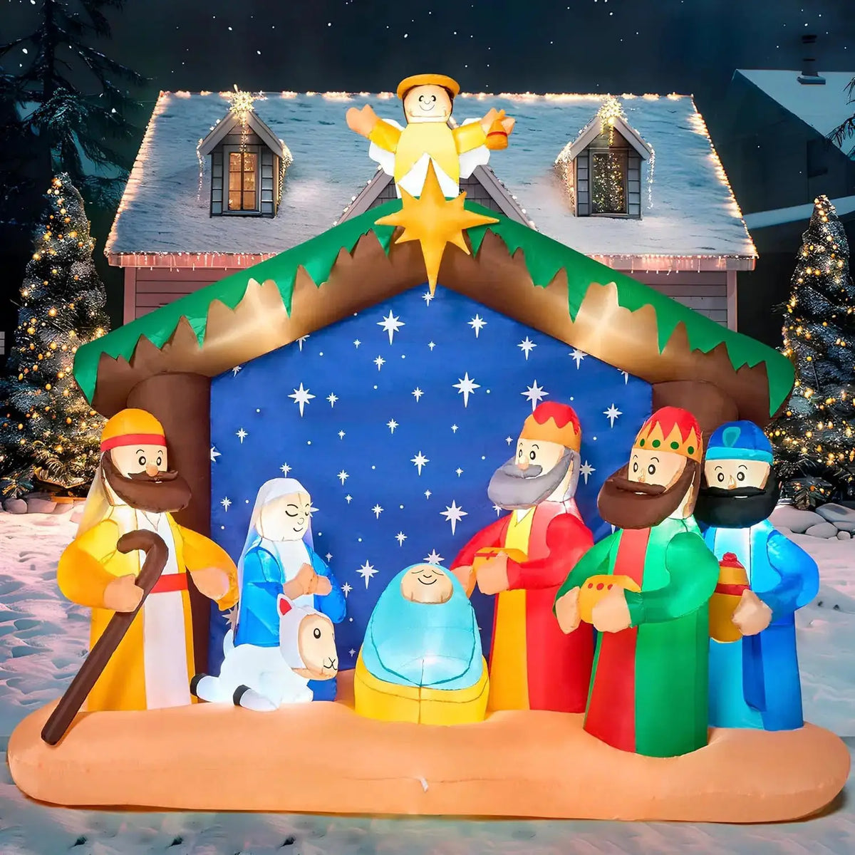 Christmas Nativity Inflatable | 8 Ft LED | Outdoor Yard Decor | One Size