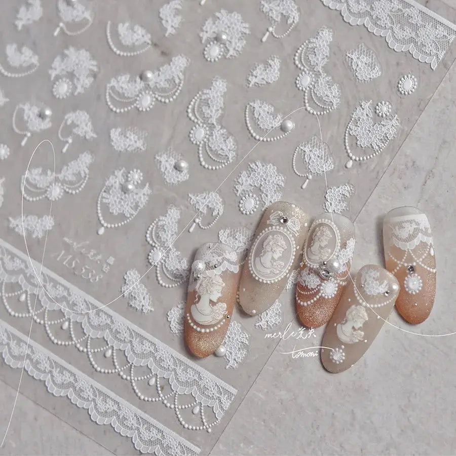 Lovely Heart Strawberry Cherry Bowknot Lace Lolita Crystal Rhinestone Line Rococo Chic Adhesive Nail Art Sticker Manicure Decals from PriceLows™