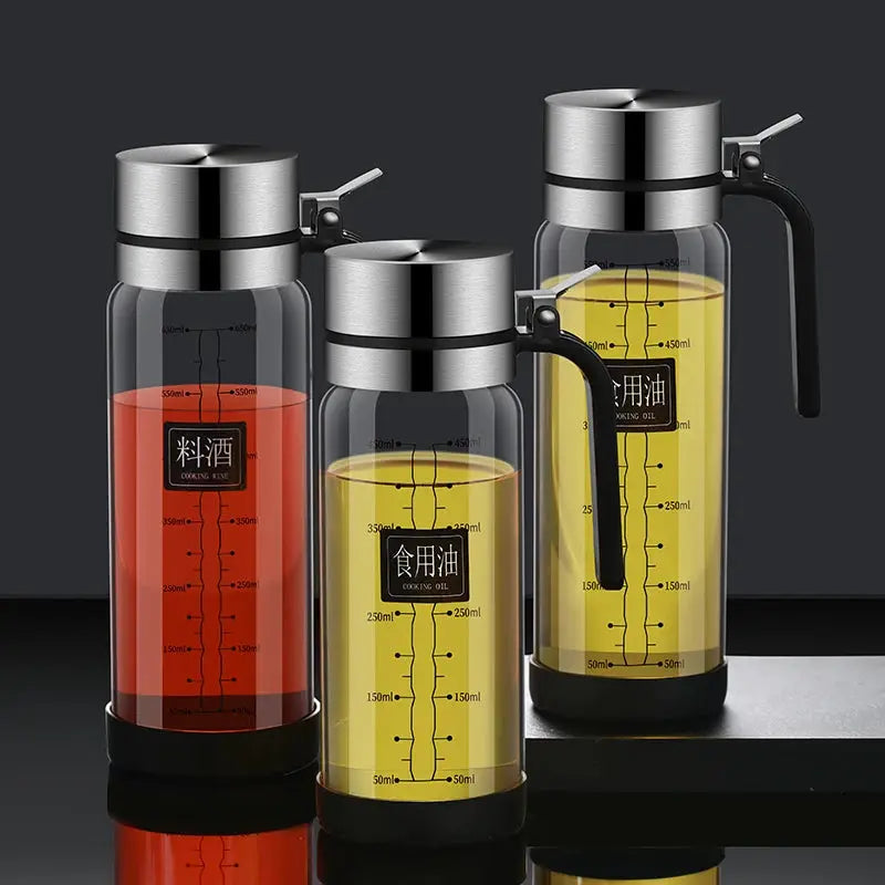 Oil Bottle Glass | Leakproof Flip Lid | Kitchen Seasoning Tool Set