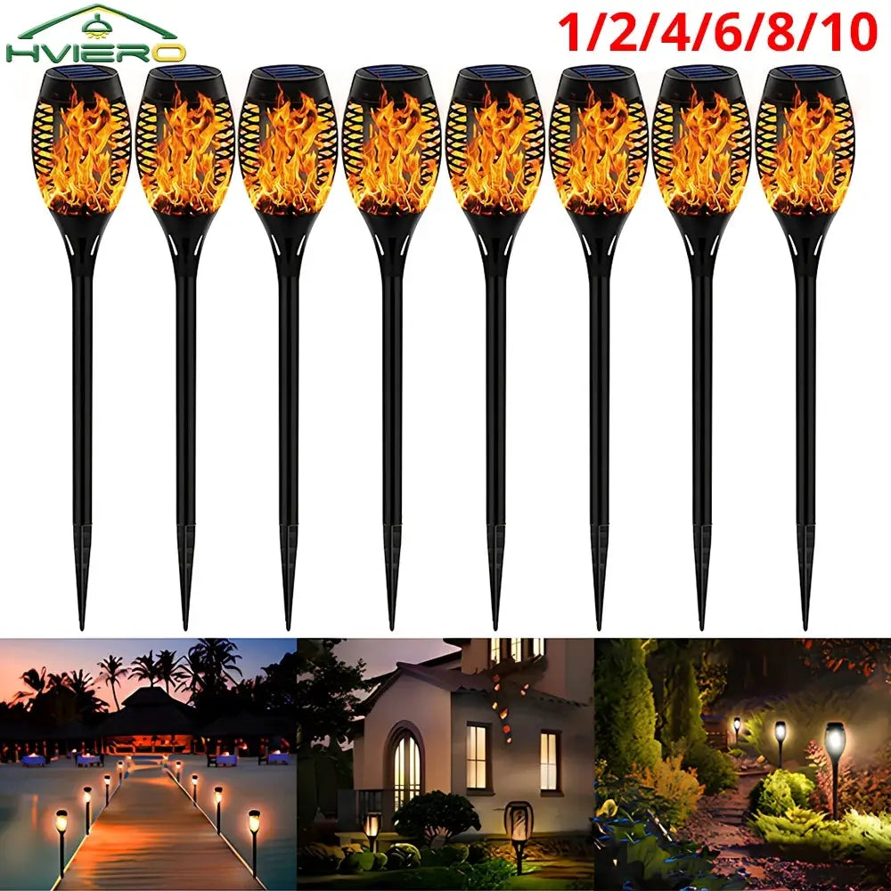 1/2/4/6/8/10PCS 12LED Solar Flame Torch Light Flickering Light Waterproof Torches Decoration Outdoor Lawn Yard Patio Floor Lamp from PriceLows™
