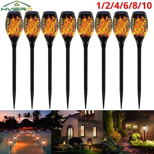 1/2/4/6/8/10PCS 12LED Solar Flame Torch Light Flickering Light Waterproof Torches Decoration Outdoor Lawn Yard Patio Floor Lamp from PriceLows™