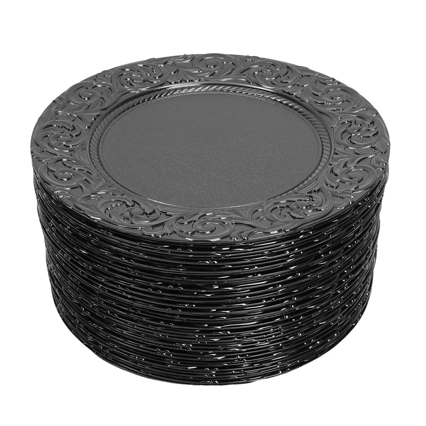 Charger Plates 100-Piece Set Round Reusable Serving Plates Gold Black Silver Green for Wedding Banquet Party Decor from PriceLows™