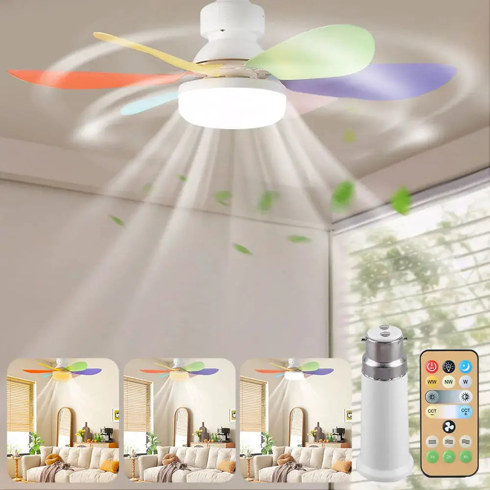 Ceiling Fan With Light | Remote Control | E27 LED Socket | 40/52 cm