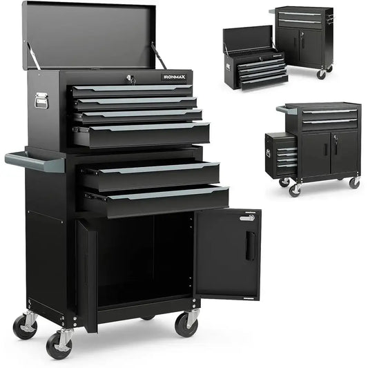 Extra Large 6-Drawer Rolling Tool Chest with Lockable Wheels, Auto Lock, and Protective Liner for Garage and Workshop Storage from PriceLows™