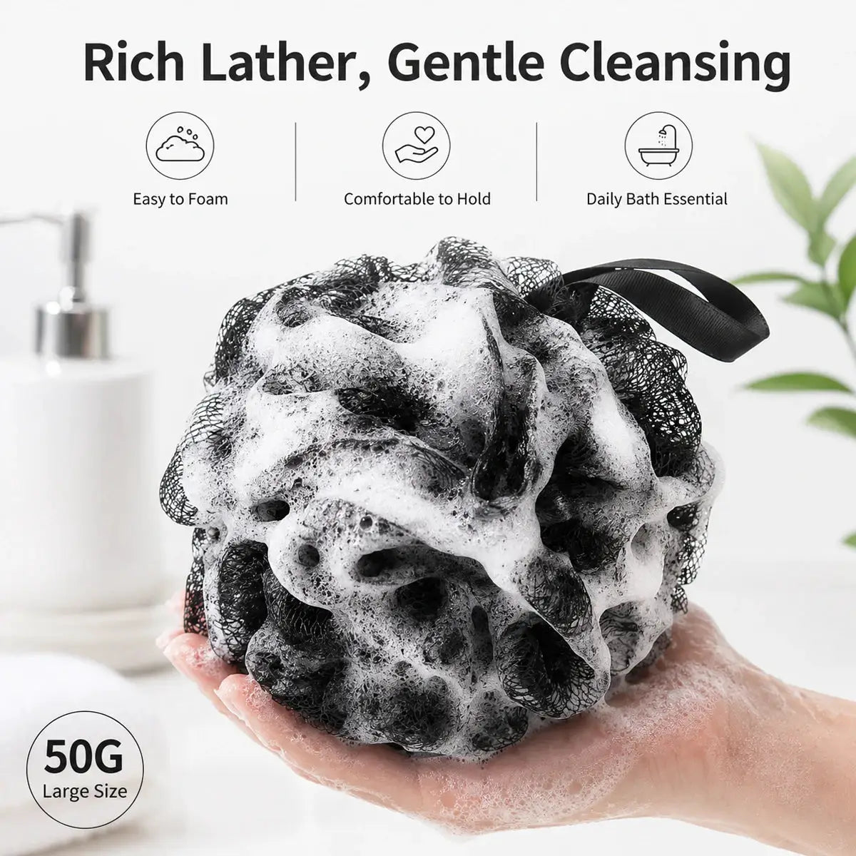 Bath Sponge Ball | Heavy Mesh Design | Dense Foam | 50g