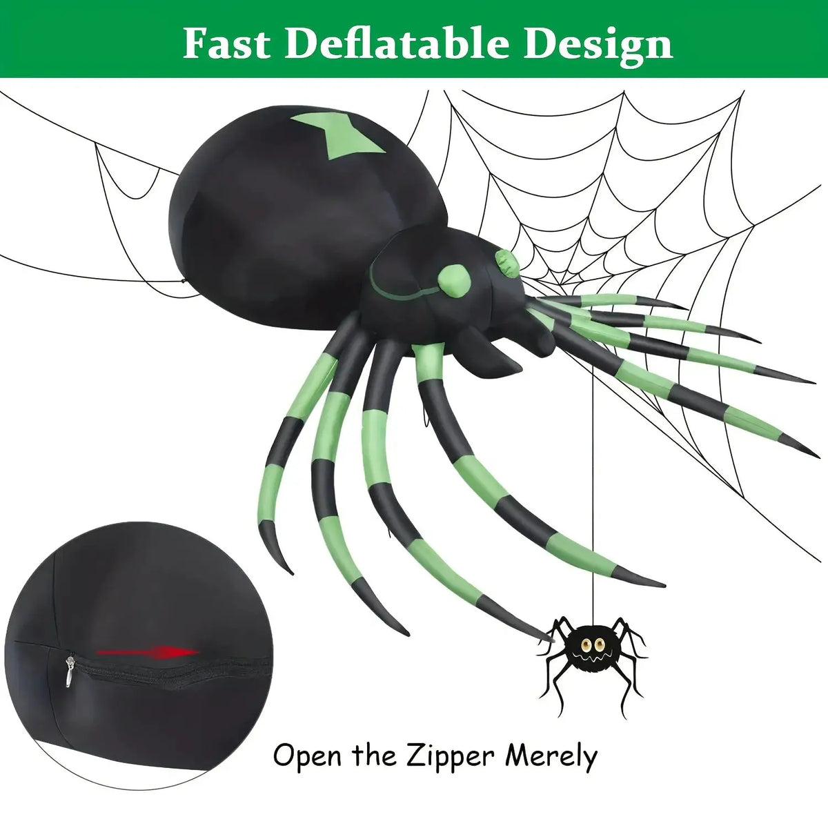 Giant Inflatable Spider | 7.2FT Size | Integrated LED Lighting | Plus Blower