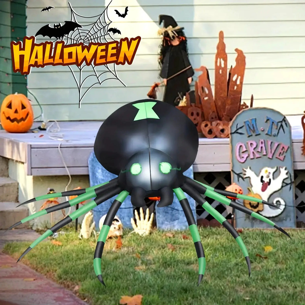 Giant Inflatable Spider | 7.2FT Size | Integrated LED Lighting | Plus Blower