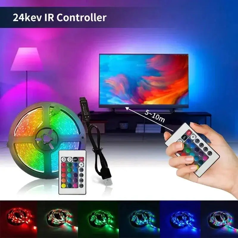 USB 2M/3M RGB Led Strip Light 2835 60Leds DC 5V RGB Ribbon Led Tape with IR Remote Control PC TV Backlight Gaming Room Decor from PriceLows™