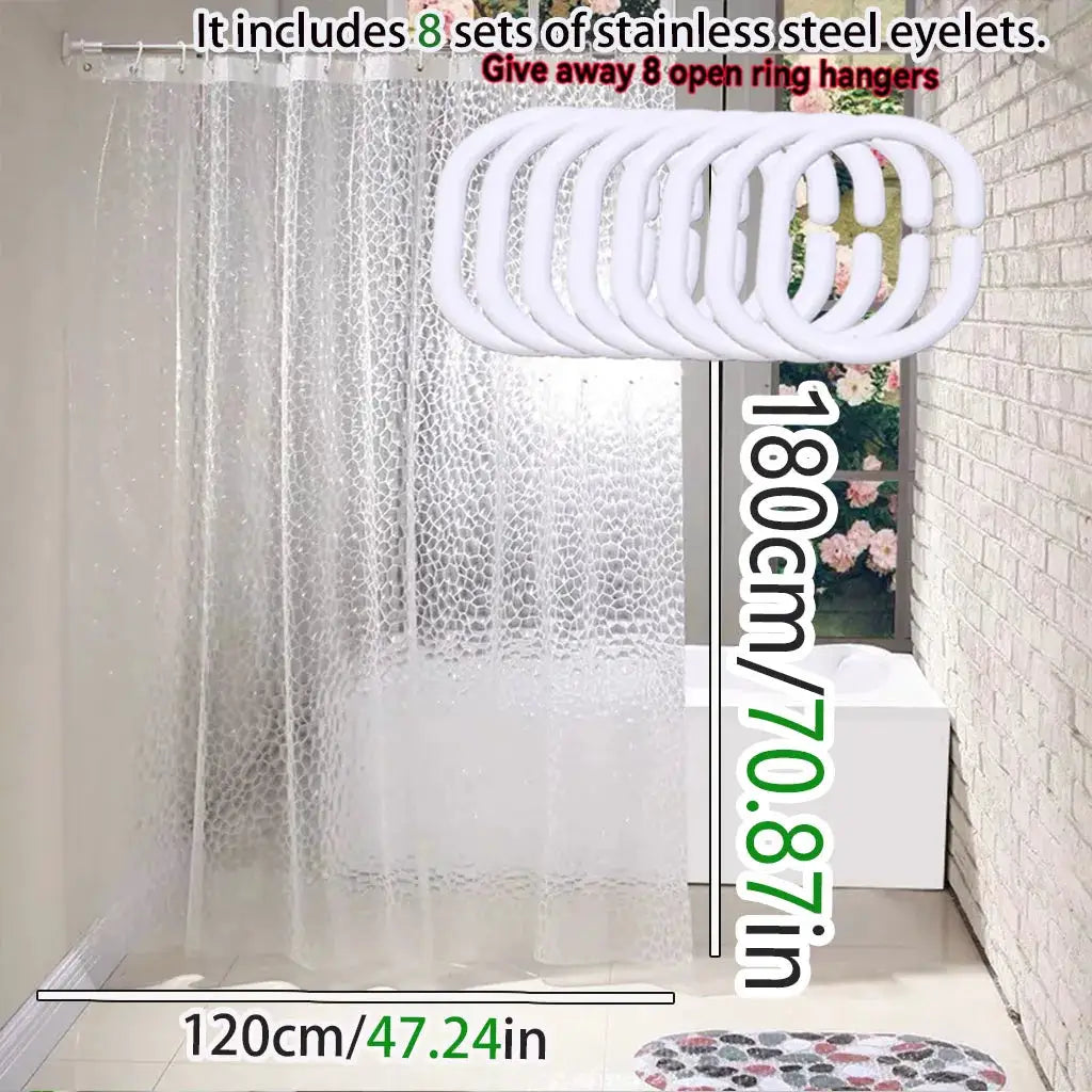 【 Water light glass 】 Translucent Water Cube shower curtain 3D three-dimensional ice crystal texture waterproof PEVA material from PriceLows™