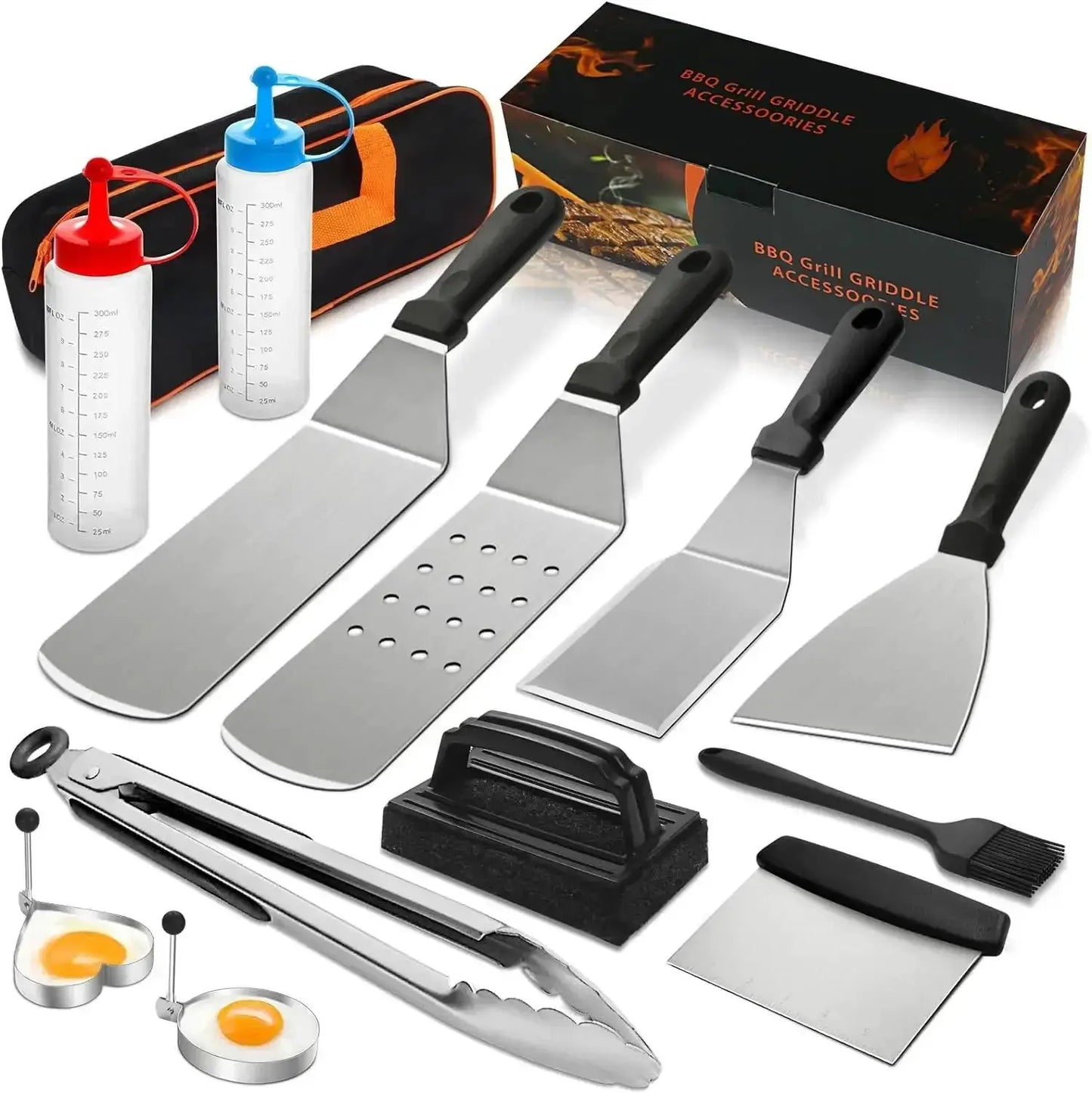 Griddle Accessories Kit | Enlarged Spatulas Included | Scraper | Teppanyaki Set