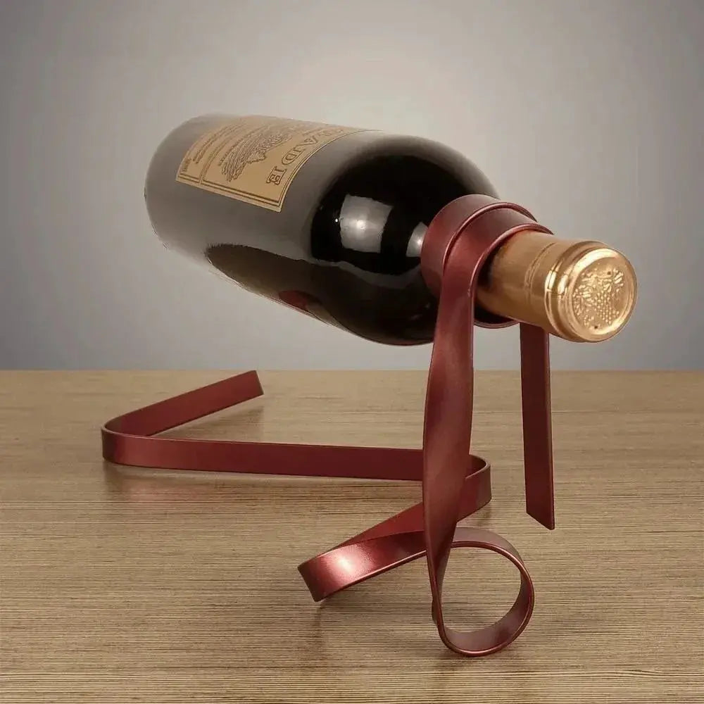 Creative Floating Ribbon Wine Rack Suspended Table Decoration Cabinet Stand Bracket Iron Poised Bottle Holder Home from PriceLows™