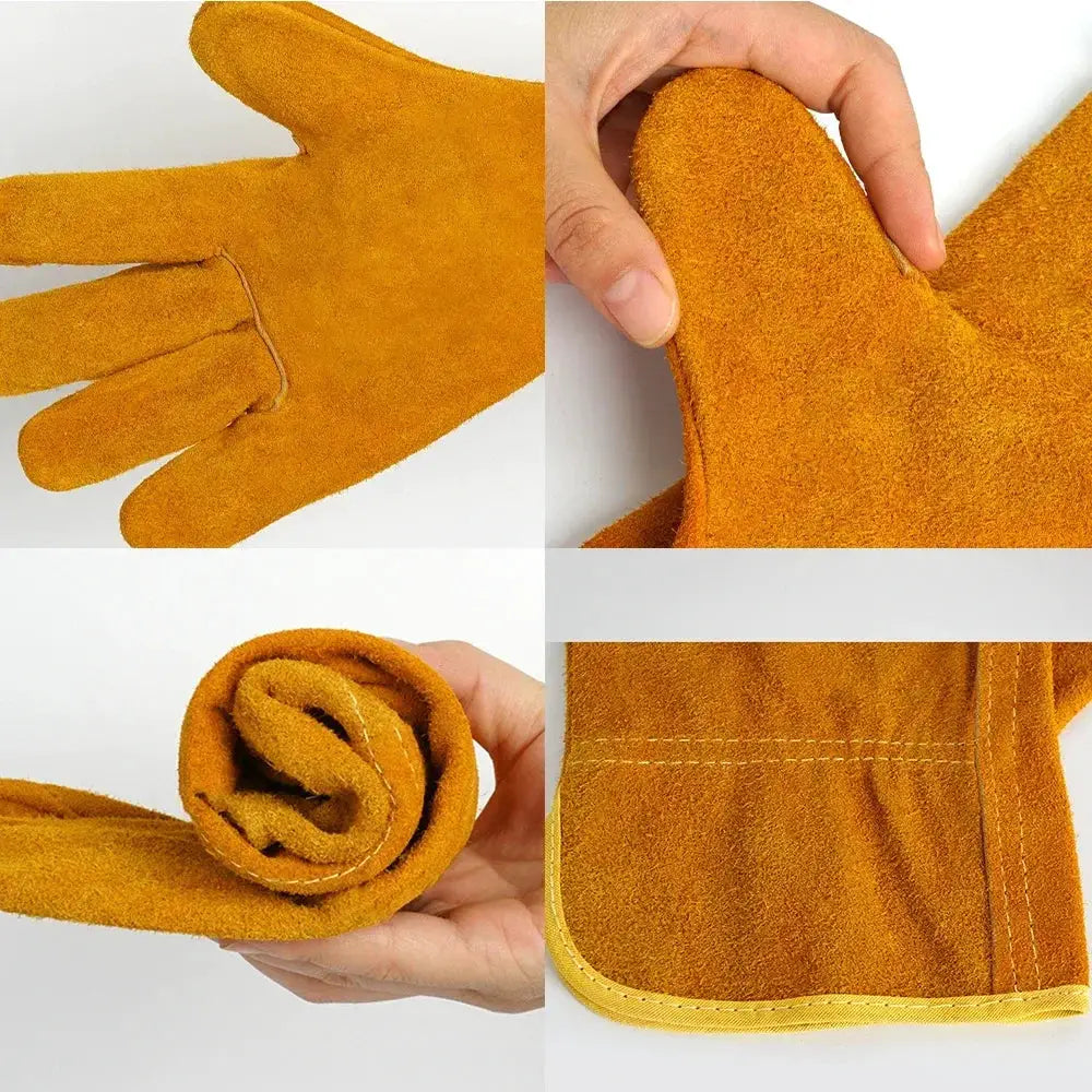 1 Pair Fireproof Durable Sheepskin Leather Welder Gloves for Welding Metal Hand Tools Anti-Heat Work Safety Gloves from PriceLows™