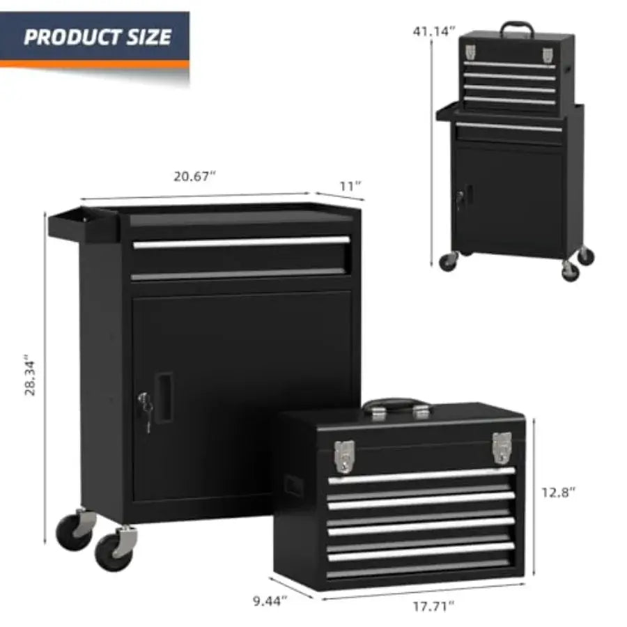 5-Drawer High Capacity Rolling Tool Box, Removable Cabinet Storage Tool Chest with Wheels and Drawers, Detachable Toolbox with from PriceLows™