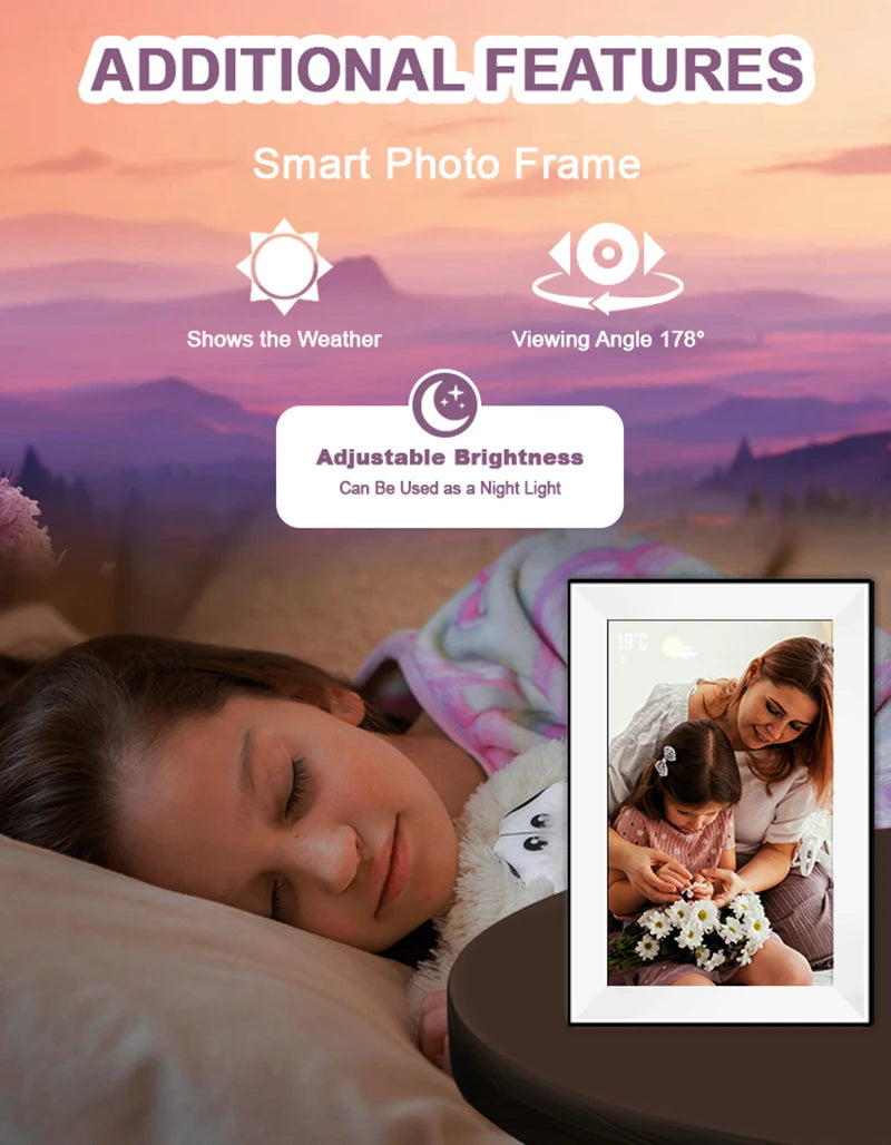 Digital Picture Frame | 10.1 Inch Display | 1280x800 IPS HD | 32GB WiFi