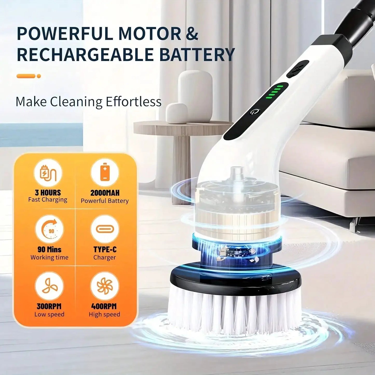 Electric Spin Scrubber | Cordless | 9 In 1 Multifunction Waterproof