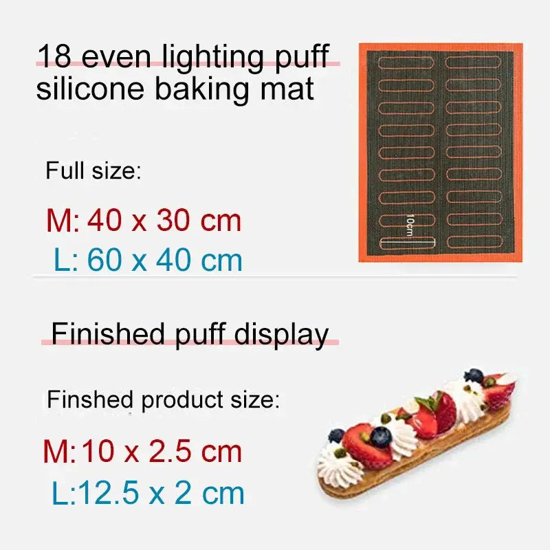 Silicone Baking Mat | Perforated Nonstick Surface | Eclair Macaron Pastry Mold
