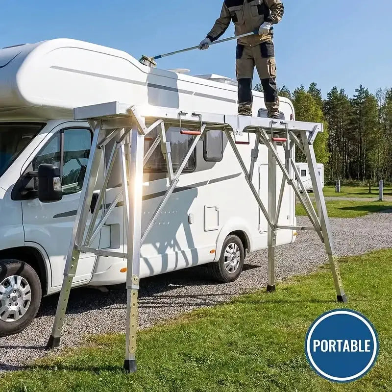 Folding Scaffolding, Portable Work Platform With 650-850 Lbs Capacity, Adjustable Height Step Ladder, Non-Slip Drywall Painting Stool For Home Improvement, Car Washing, Free Gloves Included. from PriceLows™