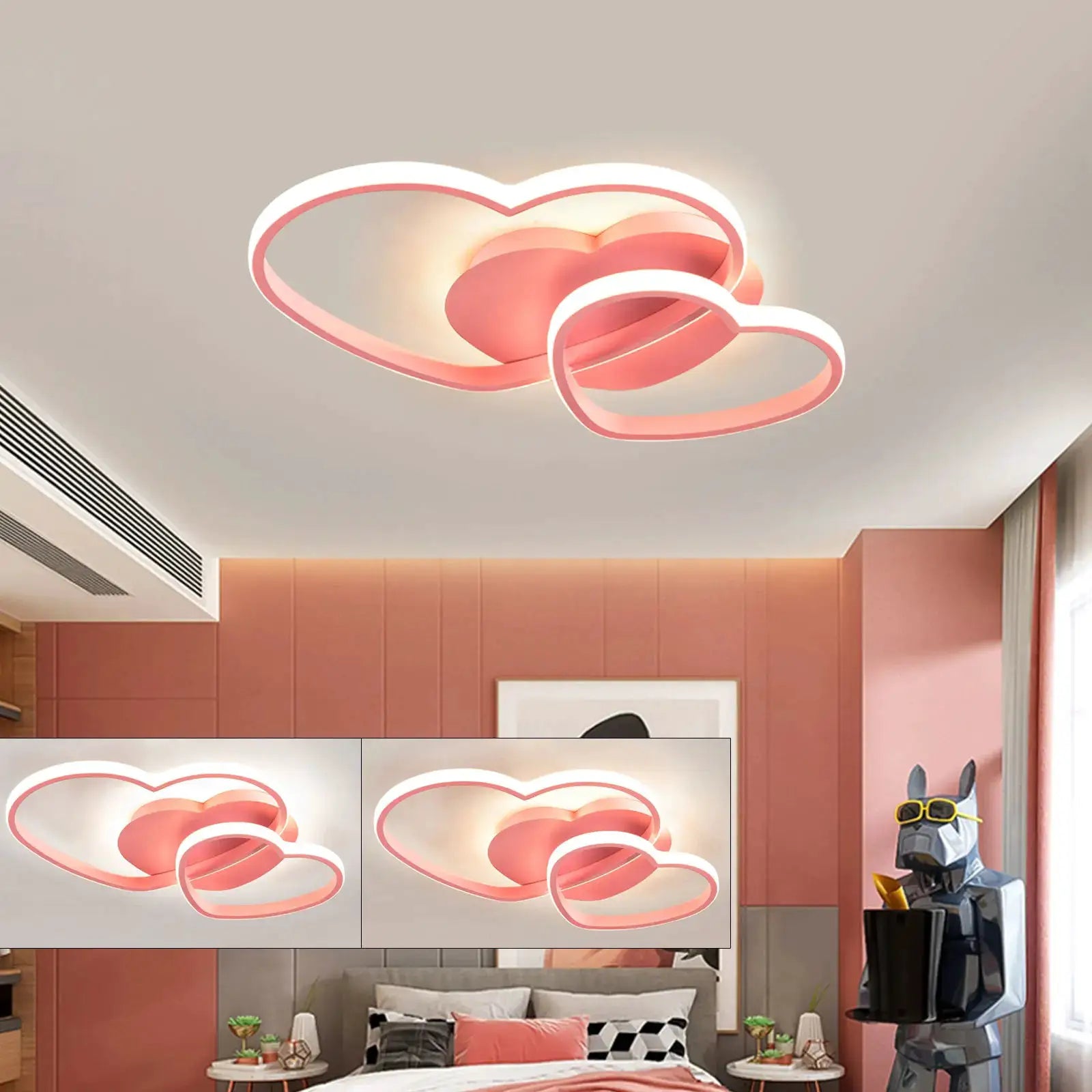Pink Heart Shaped Ceiling Light Stylish Heart - Design Ceiling Light for Bars Salons Lofts Studies, Children's Rooms Hotel Rooms from PriceLows™