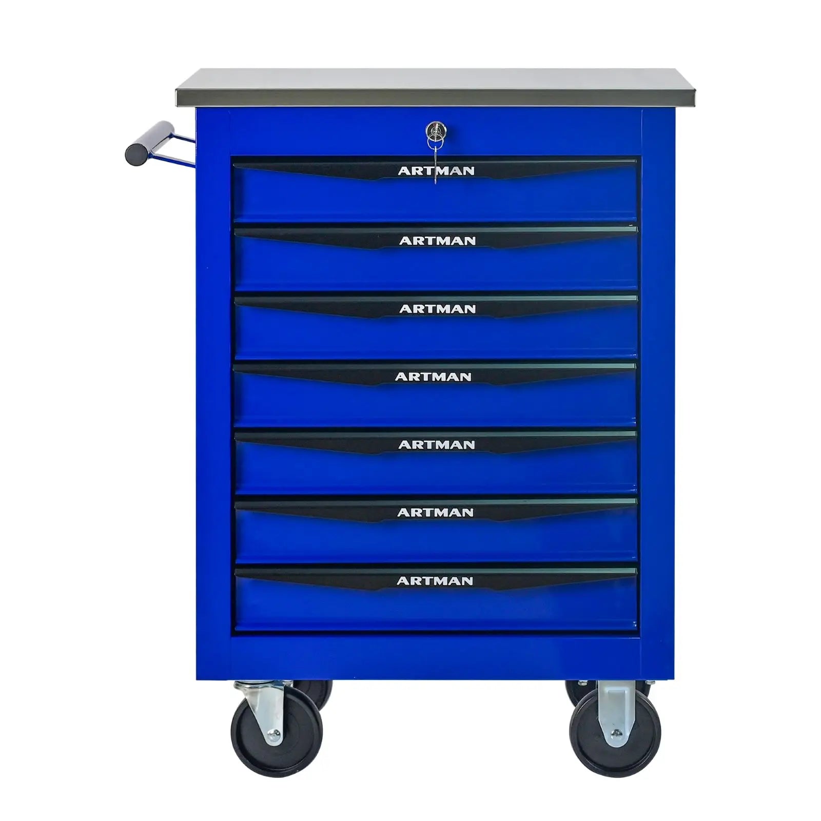 7 drawer wheeled toolbox trolley, tool cabinet, tool storage cabinet with lock and key, suitable for workshops, garages,blue from PriceLows™