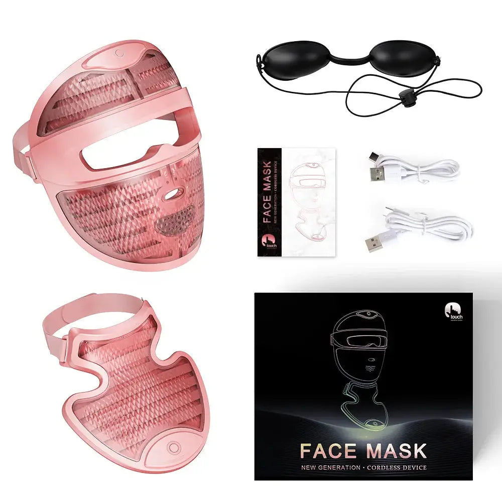 7 Colors Photon Face And Neck LED Mask 3D Facial Beauty Mask Red Light Therapy Skin Care Repair Skin Brightening Wireless Use from PriceLows™