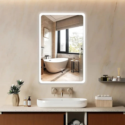 16 x 24 Inch LED Bathroom Mirror Hand Scan Sensor Anti-Fog with Lights Stepless Dimming for Wall 3 Color Lighting Makeup Mirror from PriceLows™