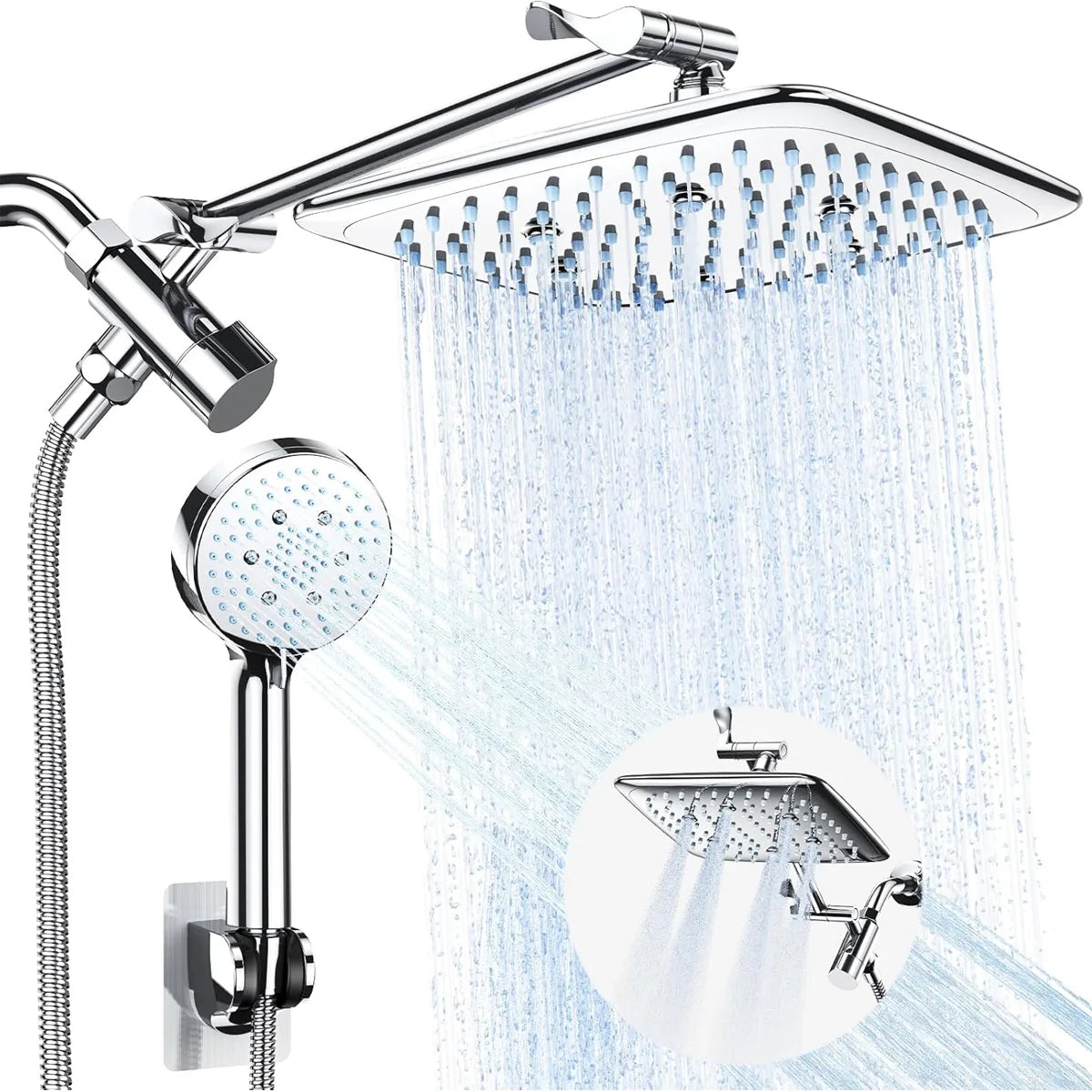 Showerhead Set | 8/10 Inch | 5 Modes | Wall Mounted With Extension Arm