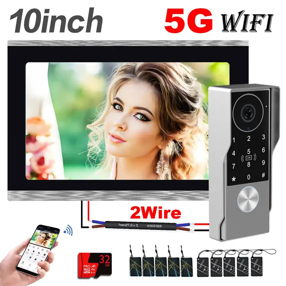 Smart Video Intercom Doorbell | 1080P Camera | 10 Inch Touchscreen | 5G Wifi