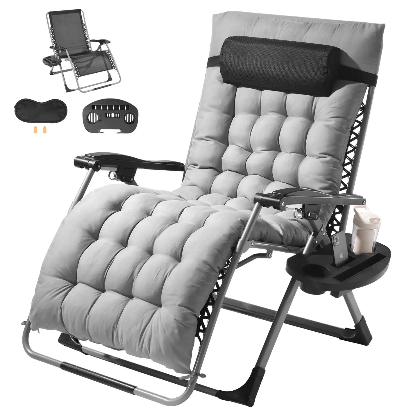 SucceBuy Zero Gravity Chair Zero Gravity Recliner Lounge Chair Adjustable Anti Gravity Chair with Cushion Footrest and Cupholder from PriceLows™