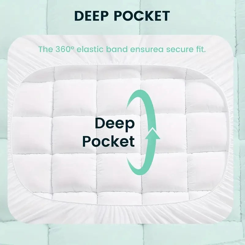 Mattress Topper Cover | 1000Gsm Cooling | Fitted 8-21 Deep Pocket | Washable