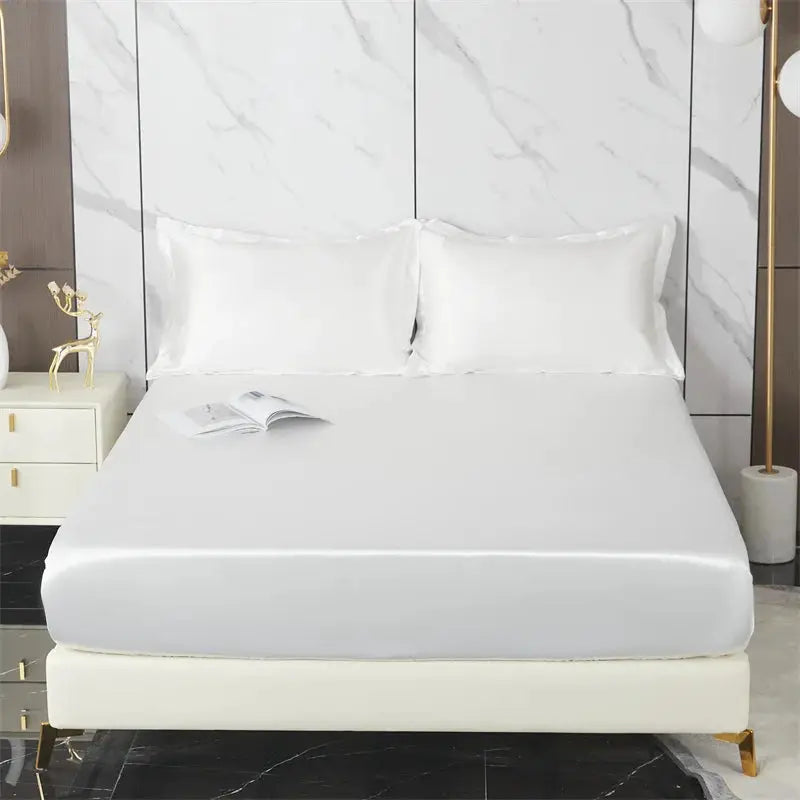 Satin Fitted Sheet Set | Elastic Bands | 9 to 14 Inch Deep Pocket | 3 Piece Set