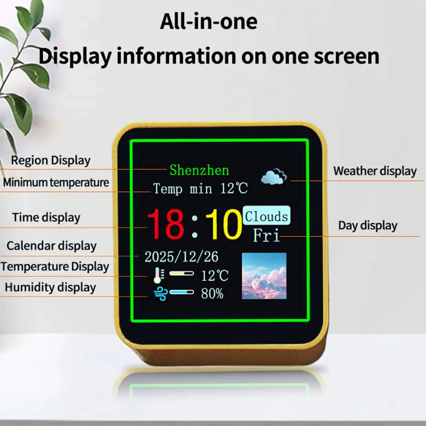 Smart WiFi Digital Weather Station with Temperature Humidity Display Date for Kitchen Bathroom Office Bedroom Home from PriceLows™