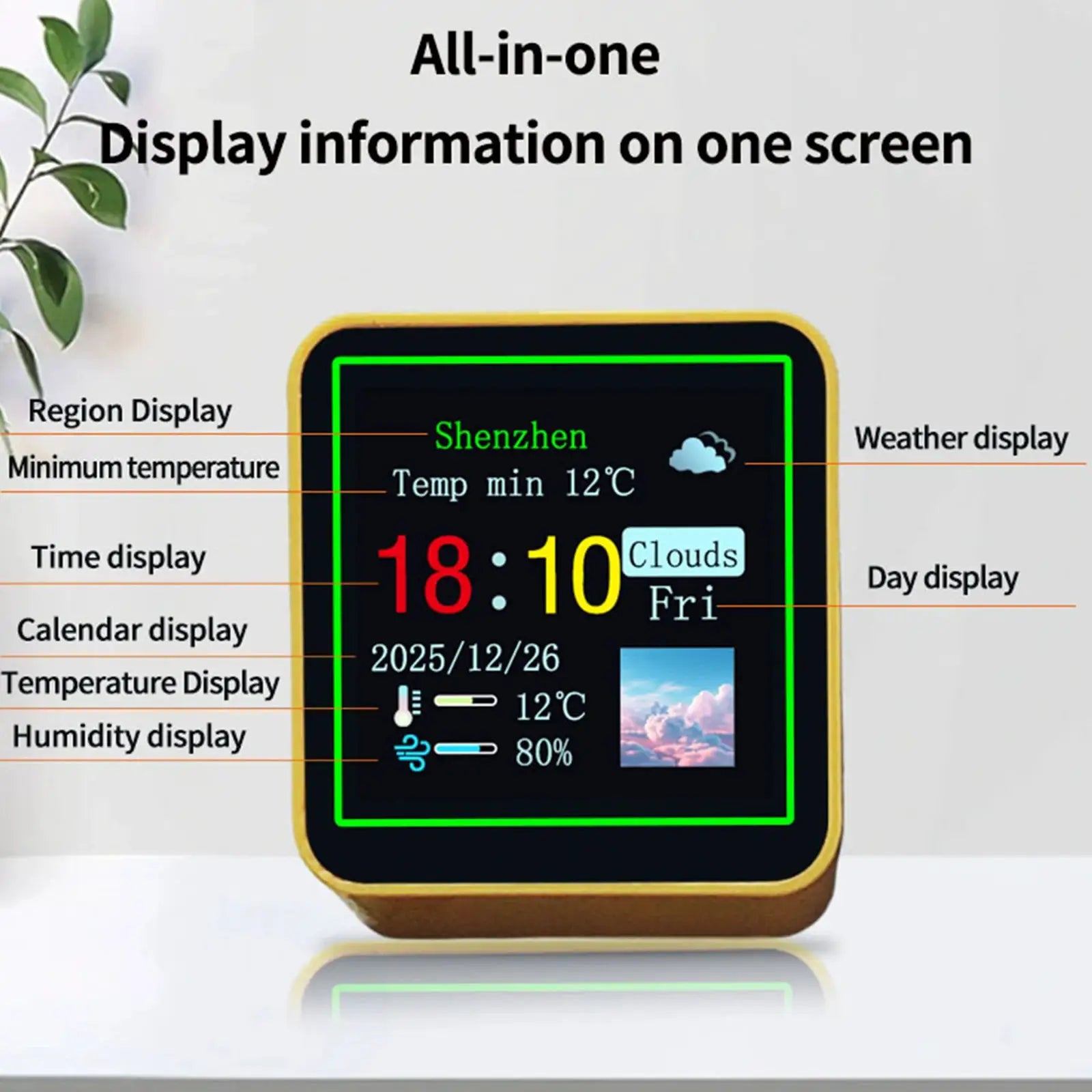 Smart WiFi Digital Weather Station with Temperature Humidity Display Date for Kitchen Bathroom Office Bedroom Home from PriceLows™