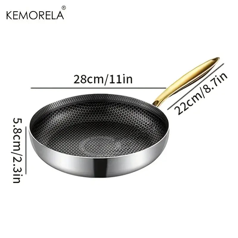 Stainless Steel Wok Pan | 316 Stainless Steel | Nonstick Honeycomb | Standard