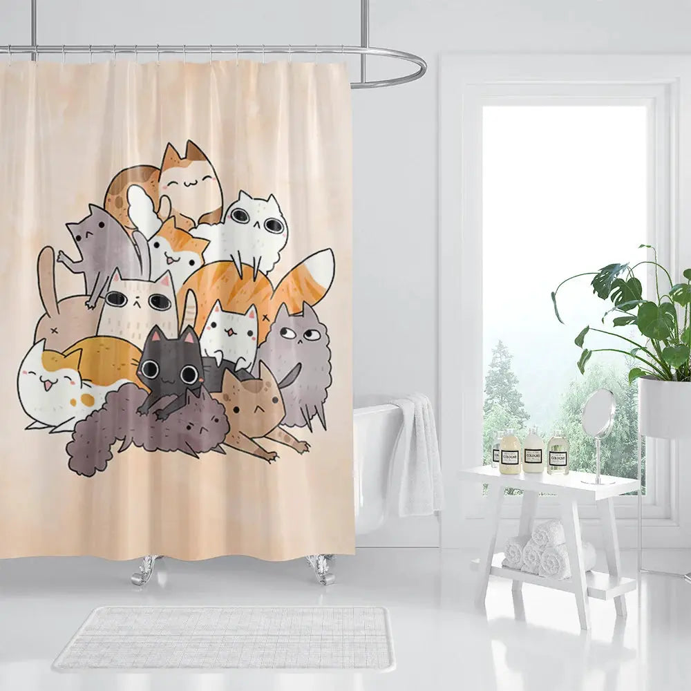 Animal Shower Curtain, Cartoon Cat Dog Bathtub Shower Cute Kids Boys Girls Bathroom Decorative Shower Curtains from PriceLows™