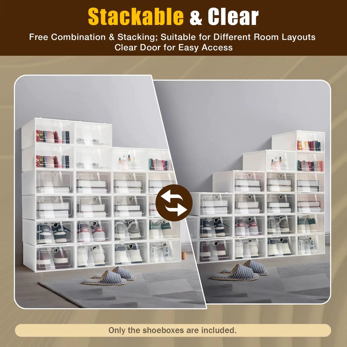 24pcs/set Transparent Plastic Shoe Case Large Thickened Shoe Box Stackable Organizer Drawer Shoe Rack White from PriceLows™