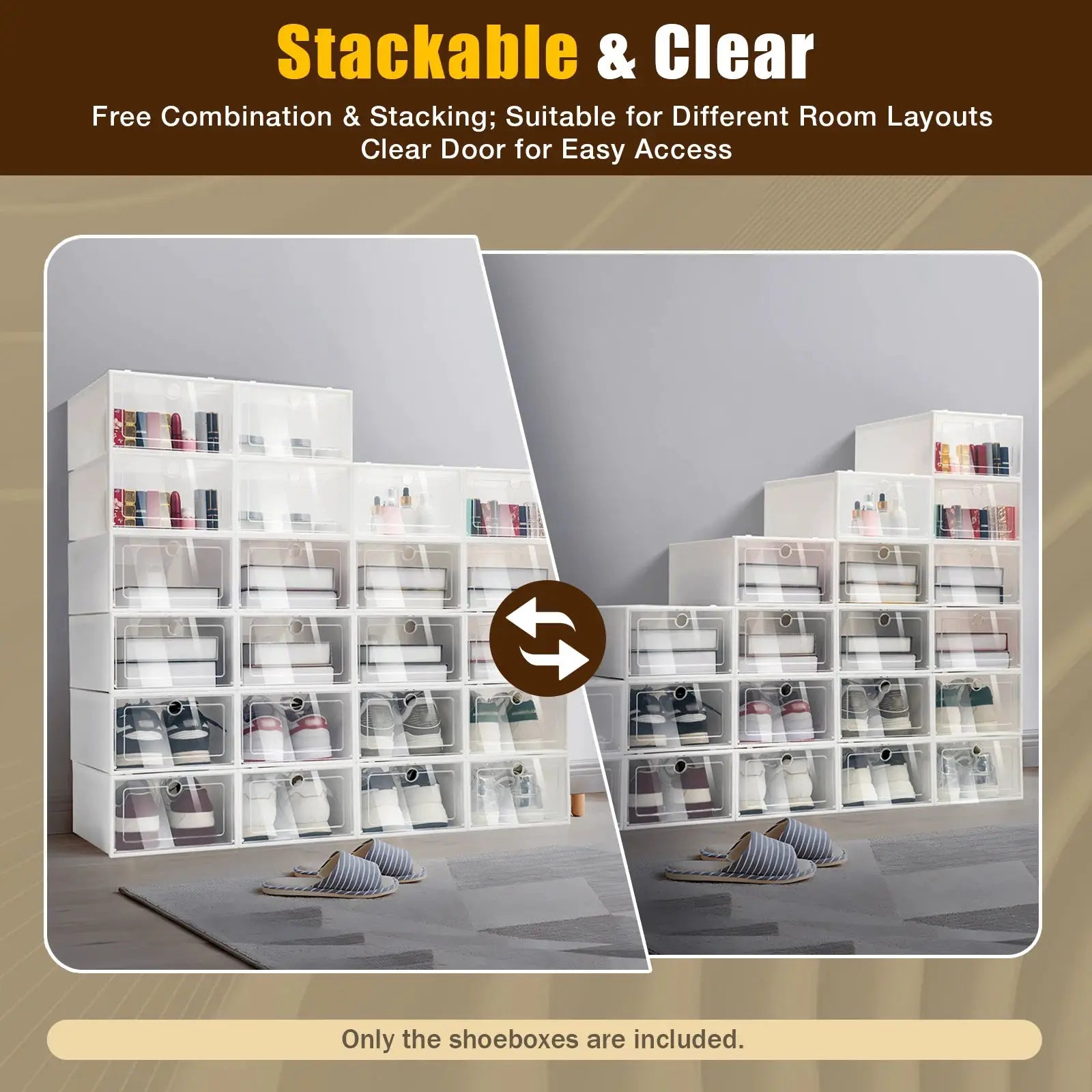 24pcs/set Transparent Plastic Shoe Case Large Thickened Shoe Box Stackable Organizer Drawer Shoe Rack White from PriceLows™