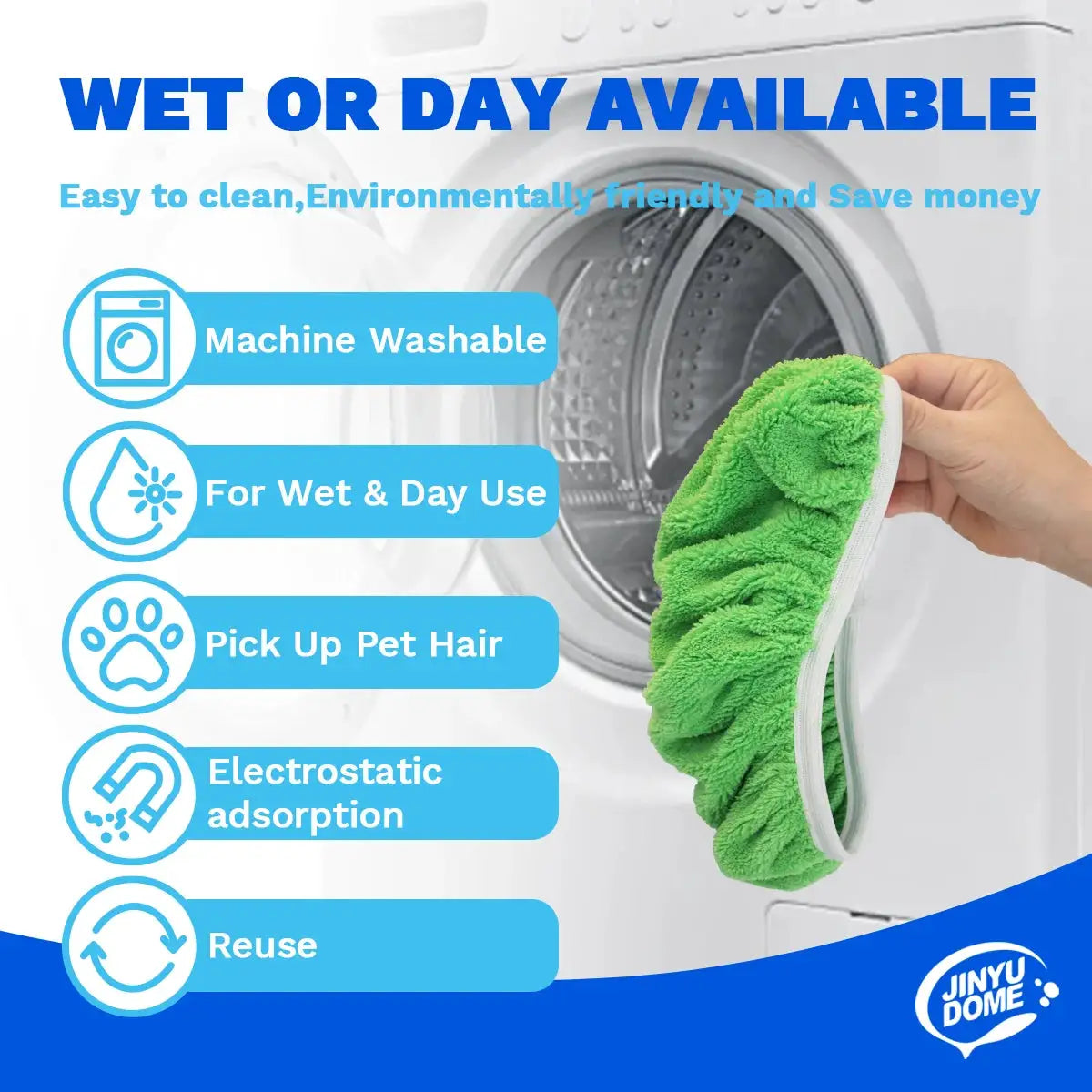 JINYUDOME 3Pcs Reusable Microfiber Mop Pads For Swiffer XL Sweeper Refills Washable Green Dry & Wet Mopping Floors Cloths 17“*5” from PriceLows™