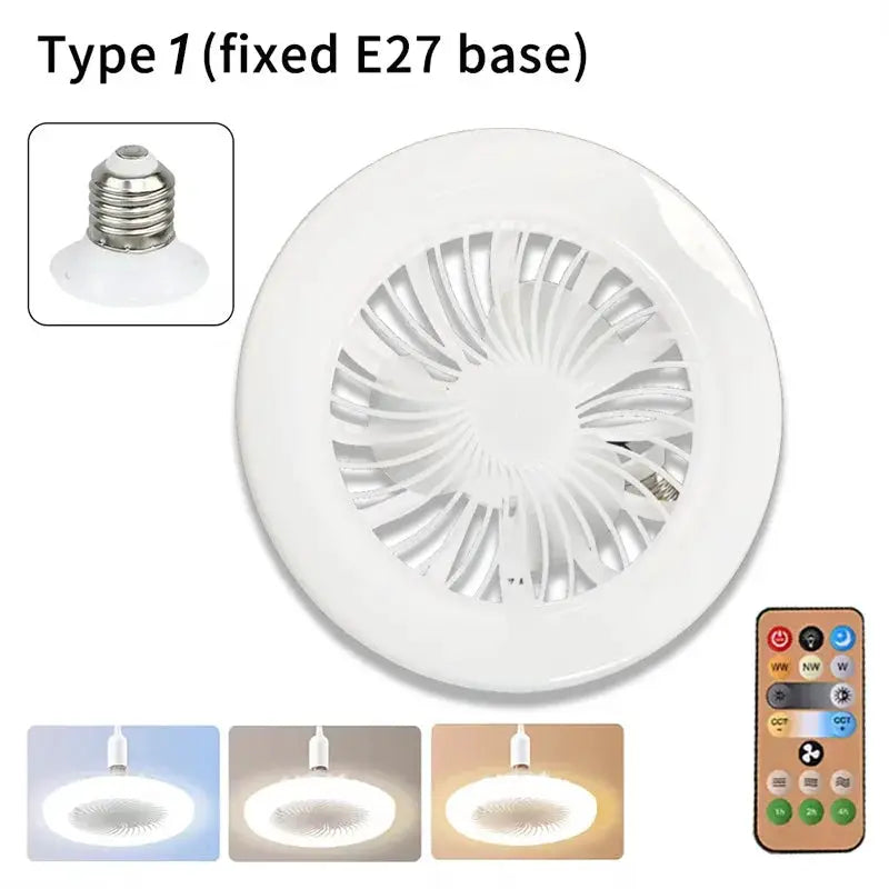 Ceiling Fan | E27 Base Remote 4 Speeds | Bulb Included | 52.5cm Diameter