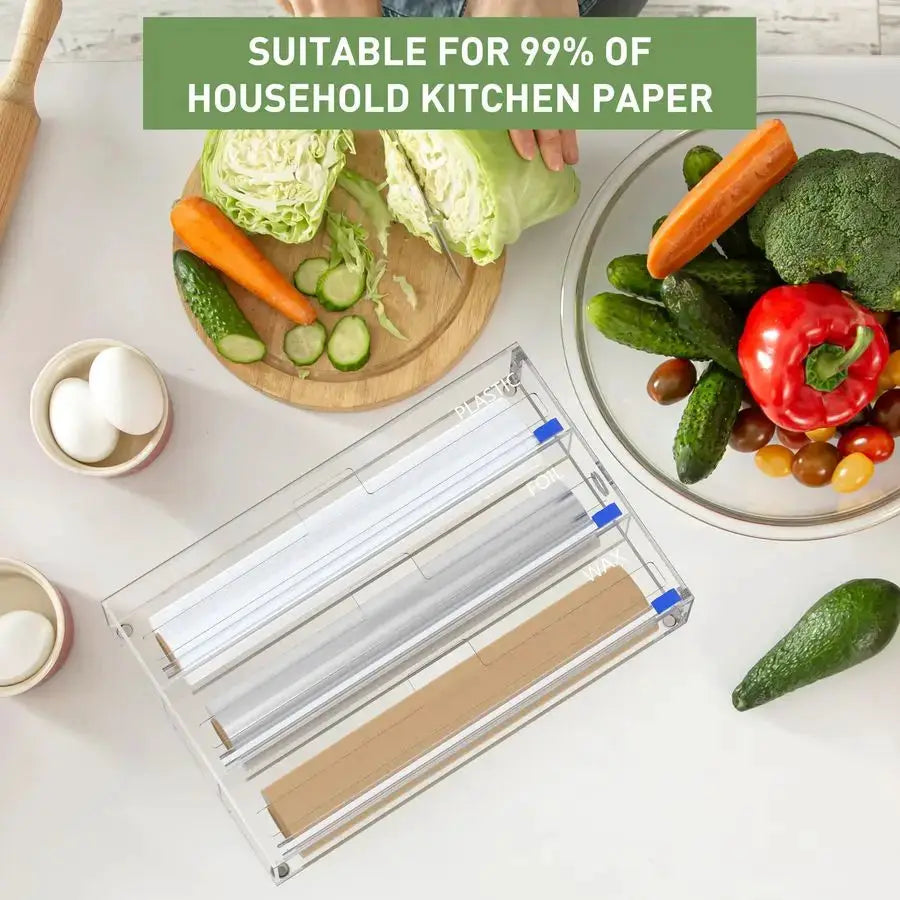 and Plastic Wrap Organizer, 3 in 1 Kitchen Wrap Dispenser, Drawer Aluminum Foil Organization and Storage, WallMounted Holder from PriceLows™