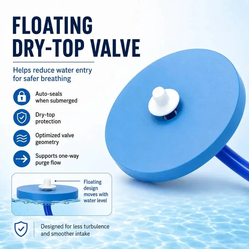 Full Dry Long Snorkel Tube 1m 2m 3m Silicone Mouthpiece Floating Valve Anti Water Entry for Adults Swim Training from PriceLows™