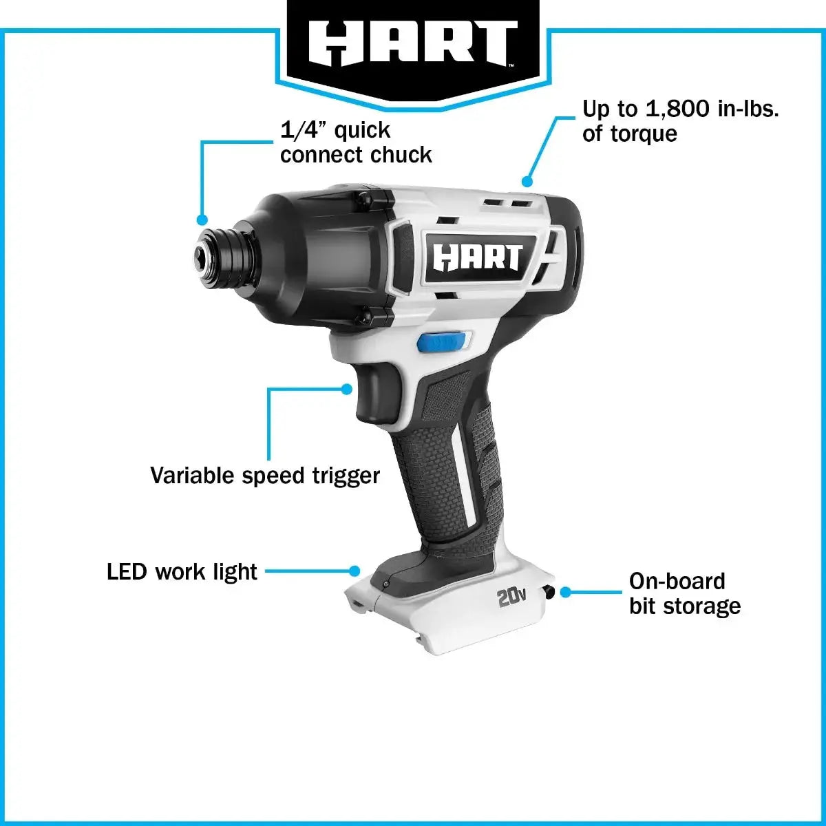 HART 20V Cordless Impact Driver – Gen 2, Battery and Charger Sold Separately from PriceLows™
