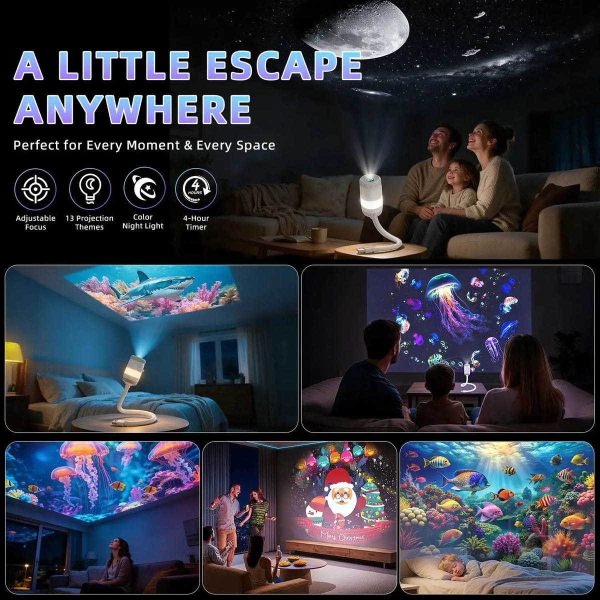 Galaxy Star Projector | USB Powered | Jellyfish LED Night Light