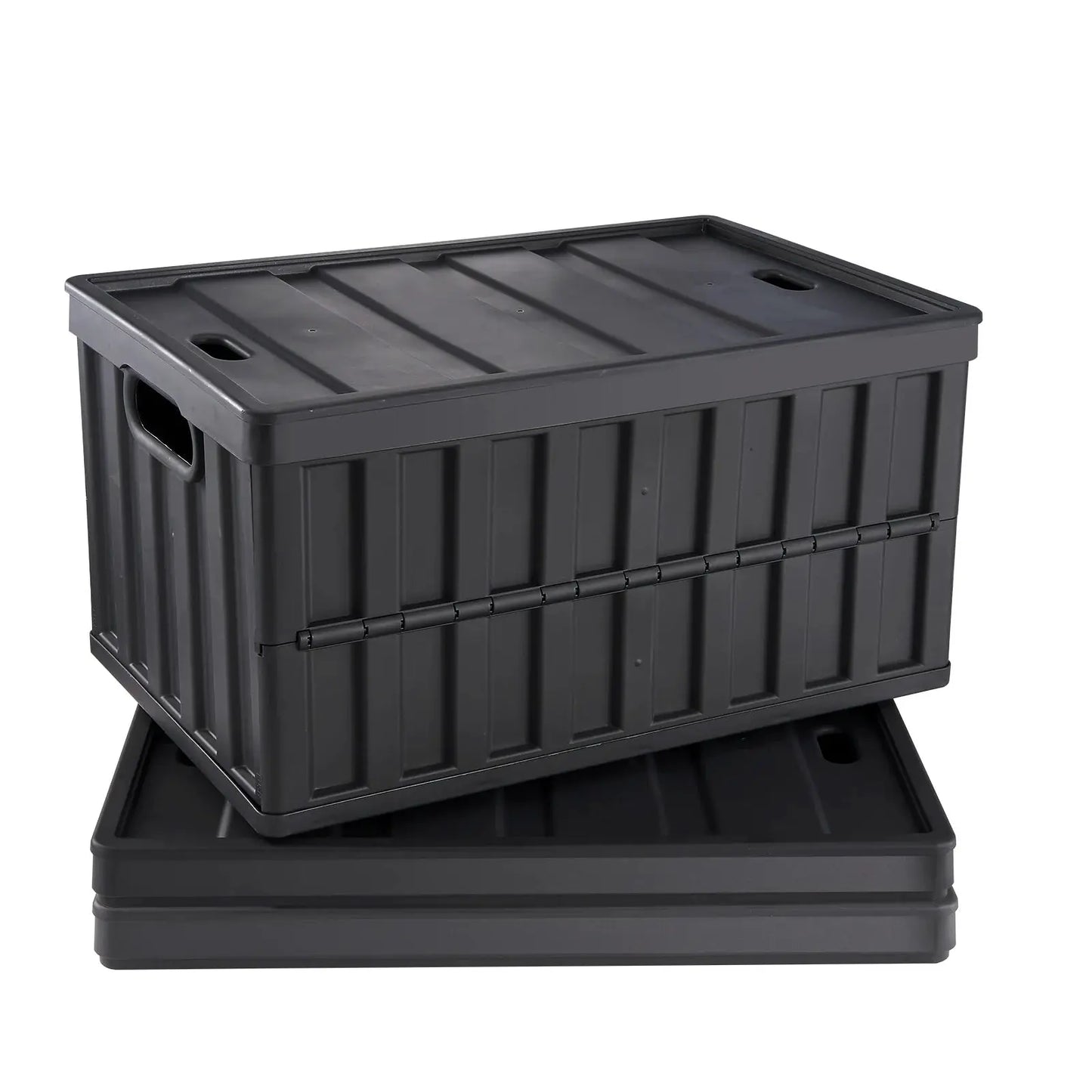 SucceBuy Set of 3 45L/65L Collapsible Storage Bins Folding Stackable Utility Garage Crates with Lids for Clothes Snack Grocery from PriceLows™