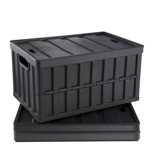 SucceBuy Set of 3 45L/65L Collapsible Storage Bins Folding Stackable Utility Garage Crates with Lids for Clothes Snack Grocery from PriceLows™