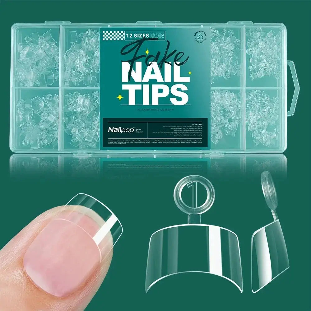 Nailpop 600PCS Nail Tips Full Cover Medium Length Ballerina Press On False Nail Extenison Tips with Box for Salons and Home DIY from PriceLows™