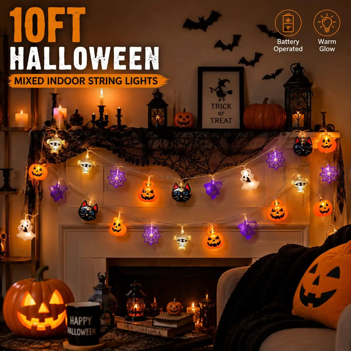 Halloween String Lights | 20 LED | Warm White | 10 Feet