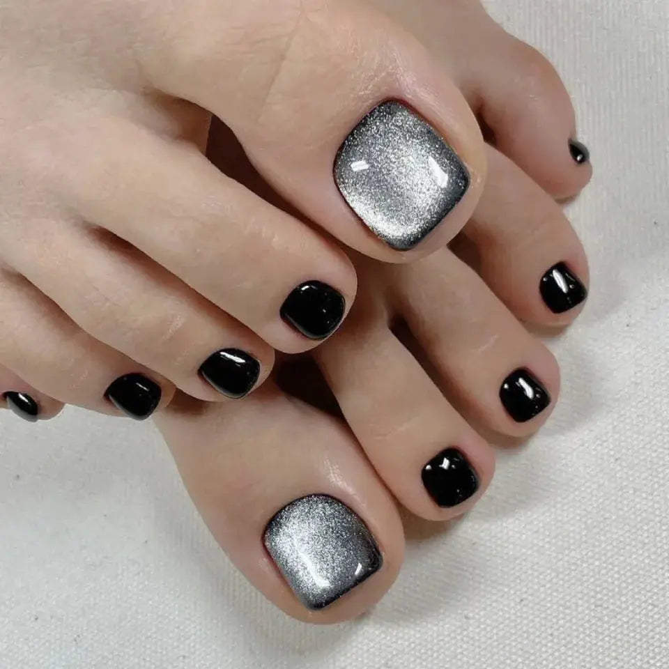 Press On Toenails | Light Pink Cat Eye | 24 Piece Set | All Sizes