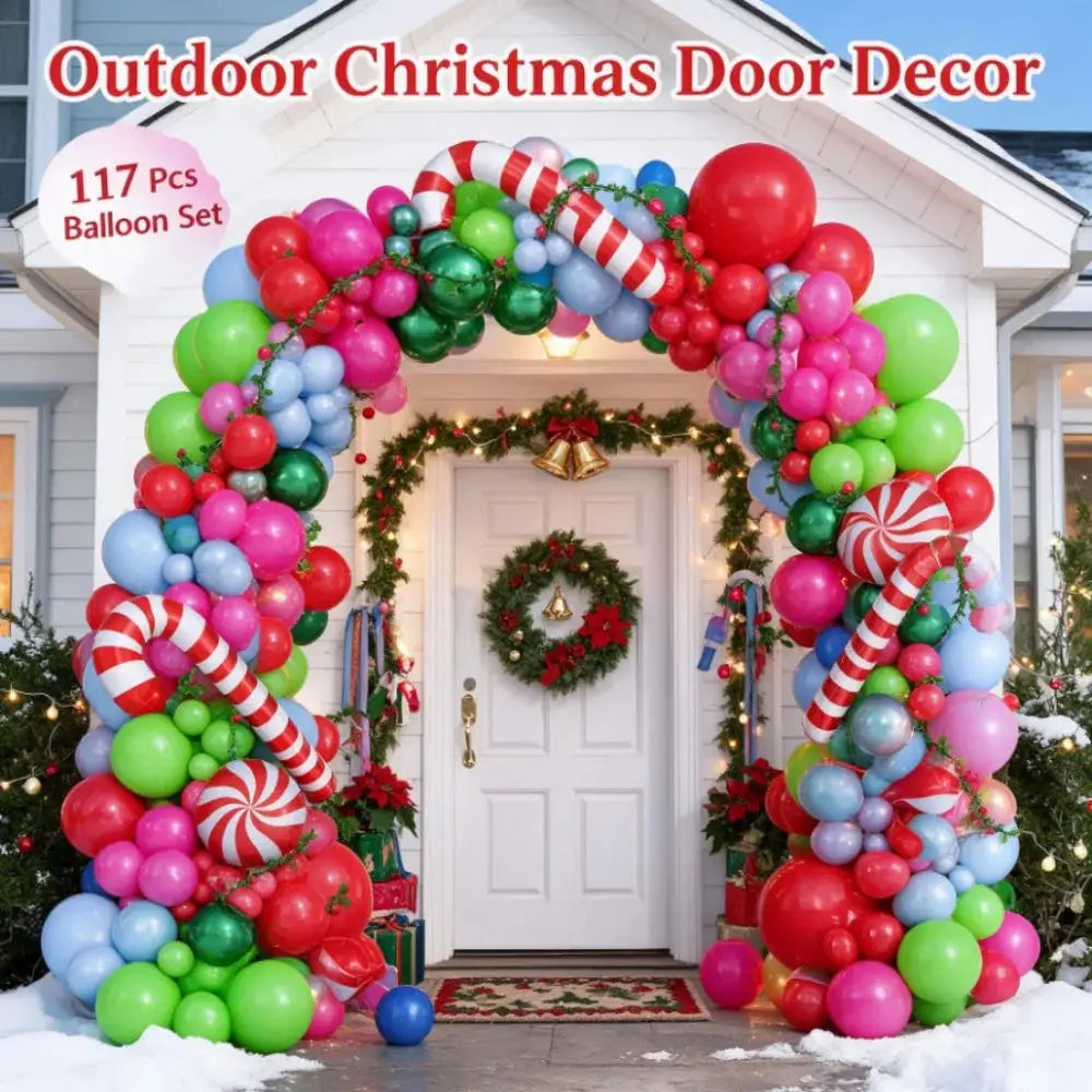 Christmas Balloon Garland Kit | Latex And Foil | Candy Cane Theme | Party Decor